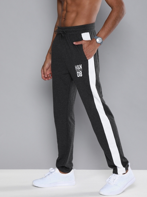 

HERE&NOW Men Charcoal Grey Solid Regular Fit Track Pants With Side Stripes