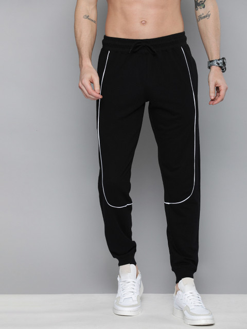 

HERE&NOW Men Black Solid Slim Fit Jogger With Striped Detail