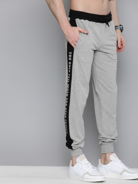 

HERE&NOW Men Grey Solid Straight Fit Side Striped Joggers