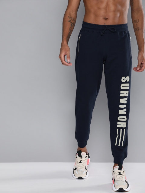 

HERE&NOW Men Navy Blue Printed Regular Fit Joggers