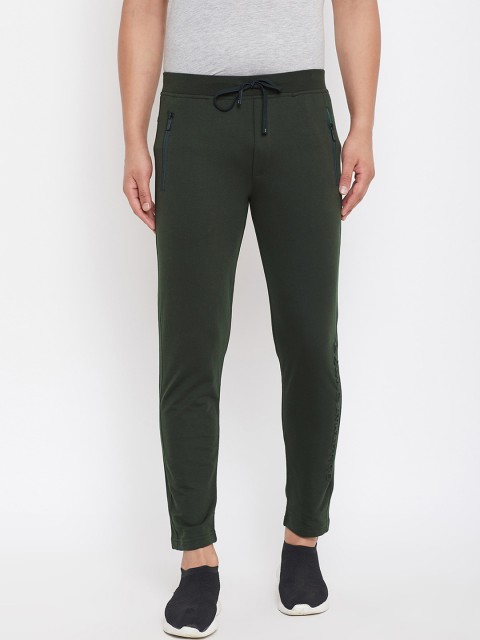 

Okane Men Olive Green Solid Slim Fit Track Pants