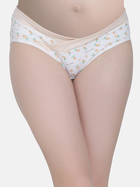 

MAMMA PRESTO Women White & Beige Printed Maternity Basic Briefs MPU-11