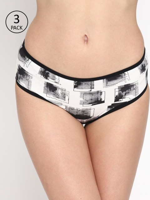 

Skidlers Women Pack of 3 White & Black Printed Hipster Briefs SKD-BRIEF