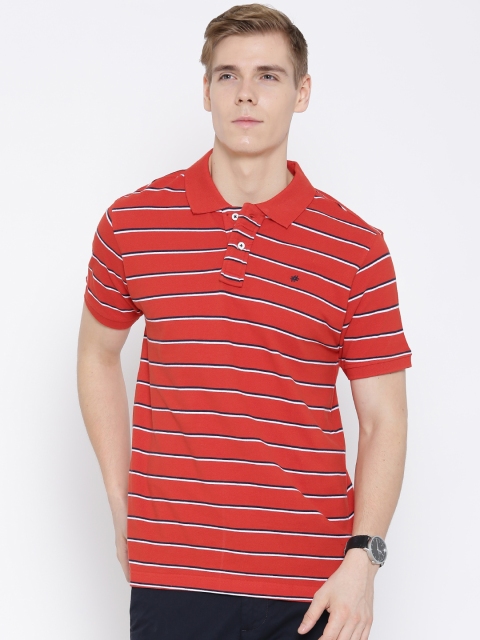 

People Orange Striped Polo T-shirt