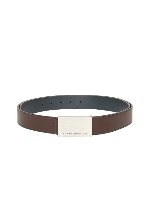 

Tommy Hilfiger Men Navy Blue & Coffee Brown Solid Leather Reversible Belt