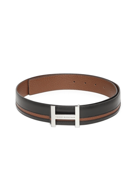 

Tommy Hilfiger Men Black & Brown Leather Textured Reversible Belt