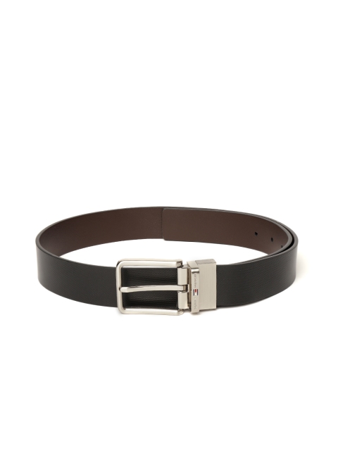 

Tommy Hilfiger Men Black & Coffee Brown Leather Reversible Textured Belt