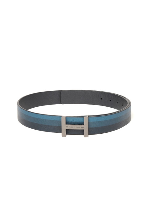 

Tommy Hilfiger Men Blue Striped Leather Belt