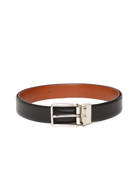 

Tommy Hilfiger Men Black & Tan Brown Solid Reversible Belt