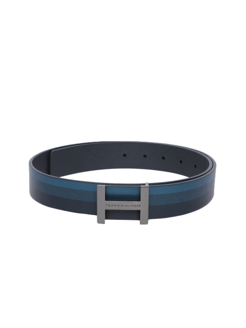 

Tommy Hilfiger Men Blue Striped Leather Belt