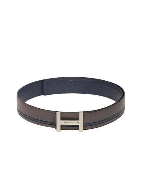 

Tommy Hilfiger Men Grey & Blue Reversible Leather Textured Belt