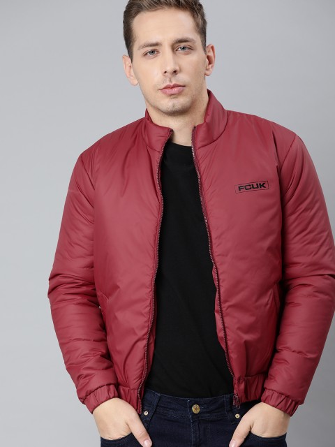 

French Connection Men Maroon Solid Padded Jacket