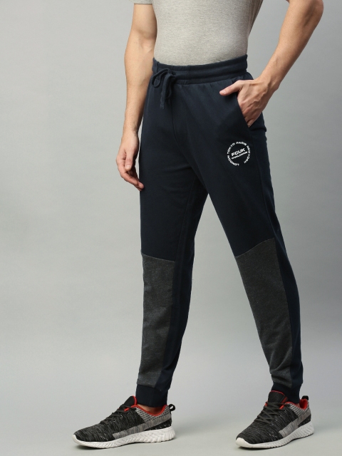 

French Connection Men Navy Blue & Grey Colourblocked Slim Fit Joggers