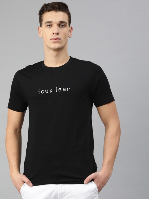 

French Connection Men Black Printed Round Neck T-shirt