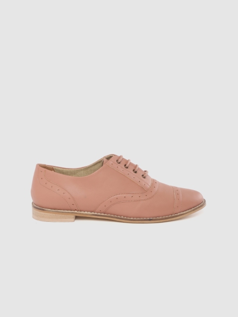 

her by invictus Women Dusty Pink Solid Oxfords With Perforated Detail