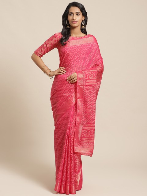 

Saree mall Pink & Golden Woven Design Saree