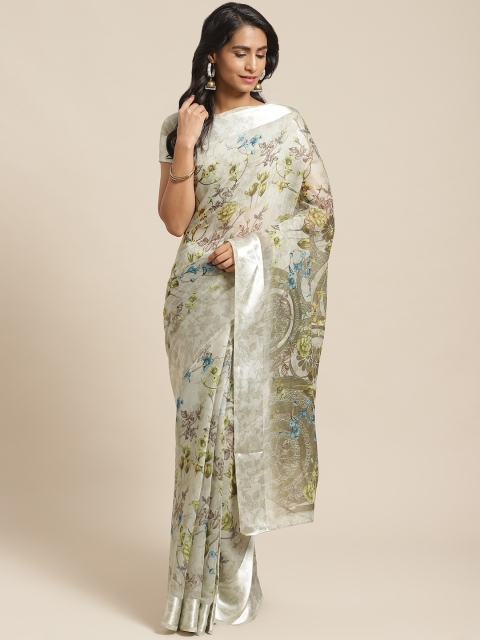 

Saree mall Olive Green & Brown Printed Saree