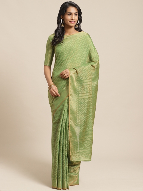 

Saree mall Green & Gold-Toned Woven Design Saree