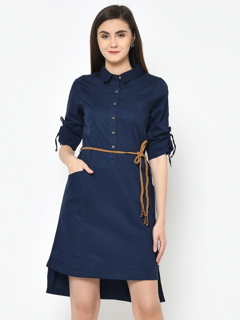 

Latin Quarters Women Navy Blue Solid A-Line Dress