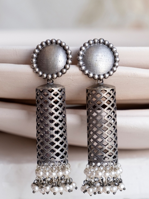 

Infuzze Silver-Plated Handcrafted Geometric Drop Earrings