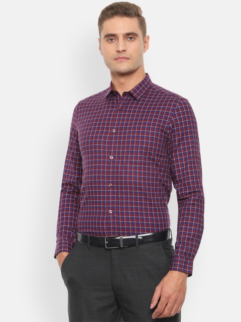 

Louis Philippe Men Red Slim Fit Gingham Checks Checked Formal Shirt