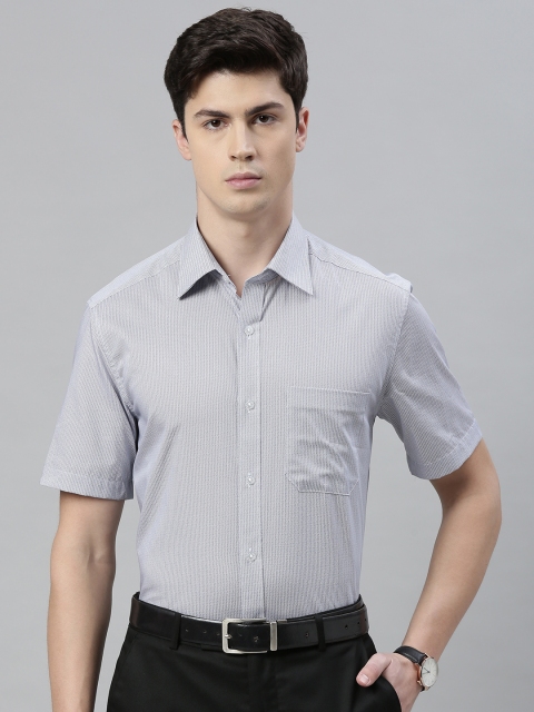

Louis Philippe Men White & Grey Classic Regular Fit Printed Formal Shirt