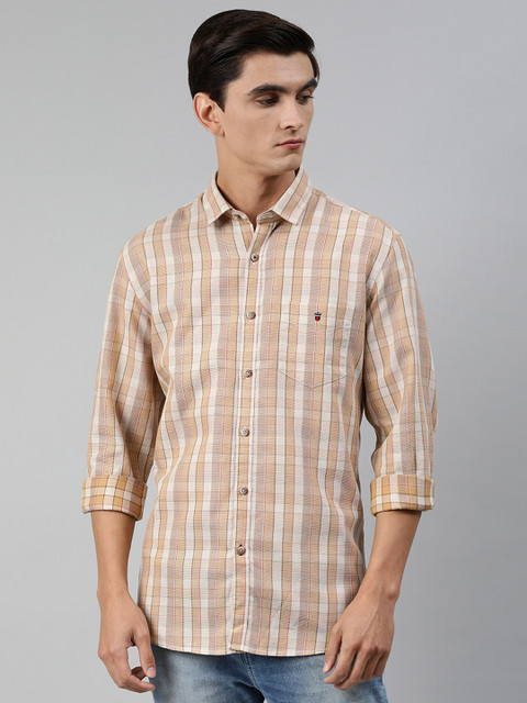 

Louis Philippe Sport Men Beige & Off-White Slim Fit Checked Casual Shirt