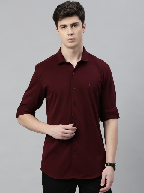 

Louis Philippe Sport Men Maroon Super Slim Fit Solid Casual Shirt