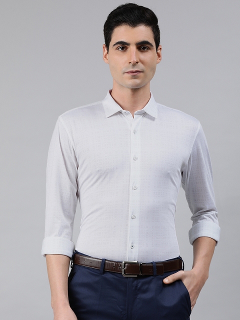 

Louis Philippe Sport Men White & Grey Super Slim Fit Printed Formal Shirt