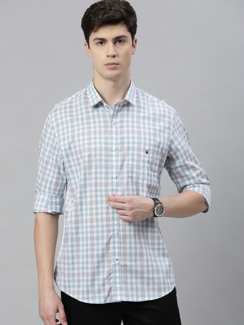

Louis Philippe Sport Men White & Blue Slim Fit Checked Casual Shirt