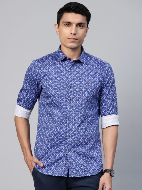 

Louis Philippe Sport Men Blue & White Super Slim Fit Printed Casual Shirt
