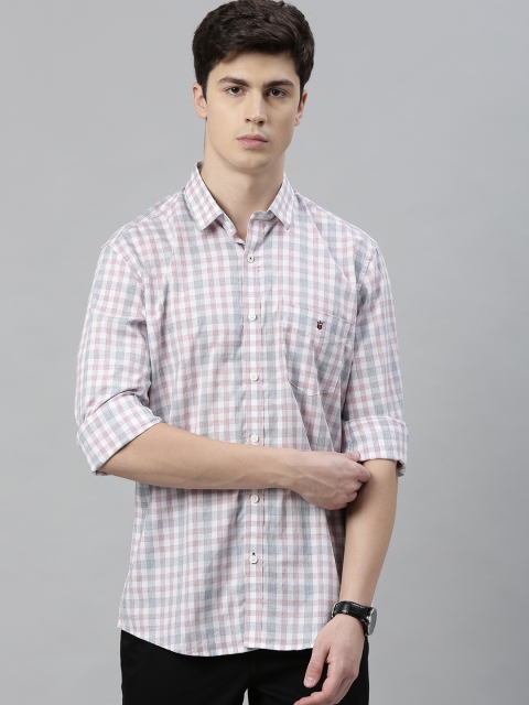 

Louis Philippe Sport Men White & Rust Pink Slim Fit Checked Casual Shirt