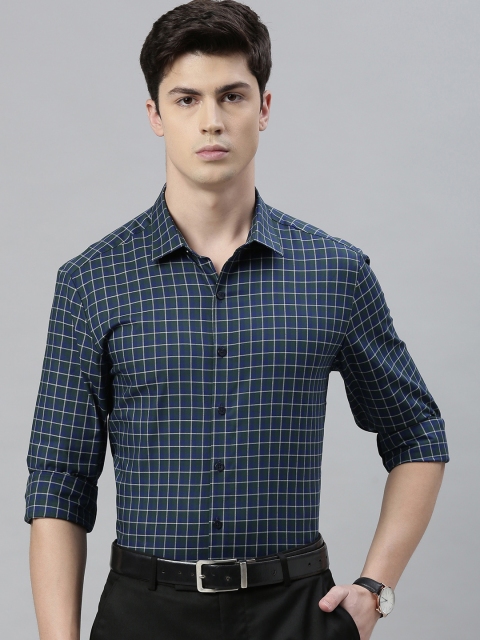 

Louis Philippe Men Green & Blue Super Slim Fit Checked Formal Shirt