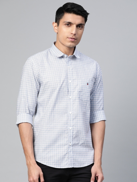

Louis Philippe Sport Men White & Blue Slim Fit Checked Casual Shirt