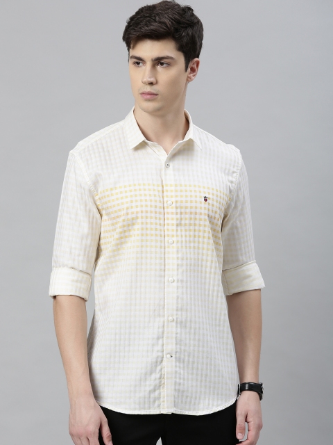 

Louis Philippe Sport Men Yellow & White Super Slim Fit Checked Casual Shirt