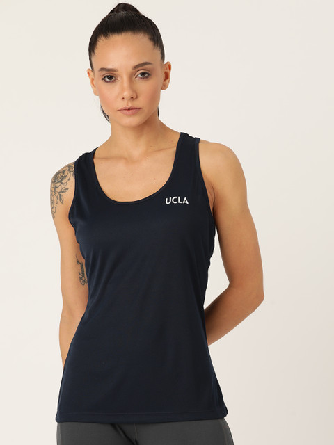 

UCLA Women Navy Blue Solid Tank Top