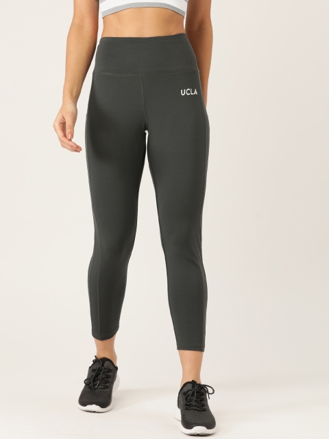 

UCLA Women Charcoal Grey Solid Crop Tights