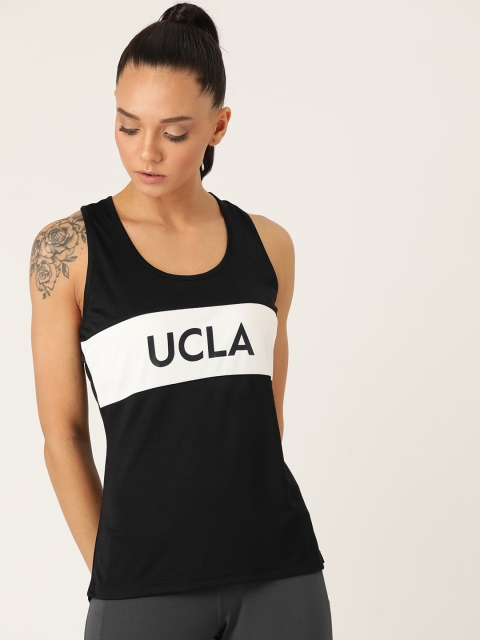 

UCLA Women Black & White Brand Logo Printed Tank Top