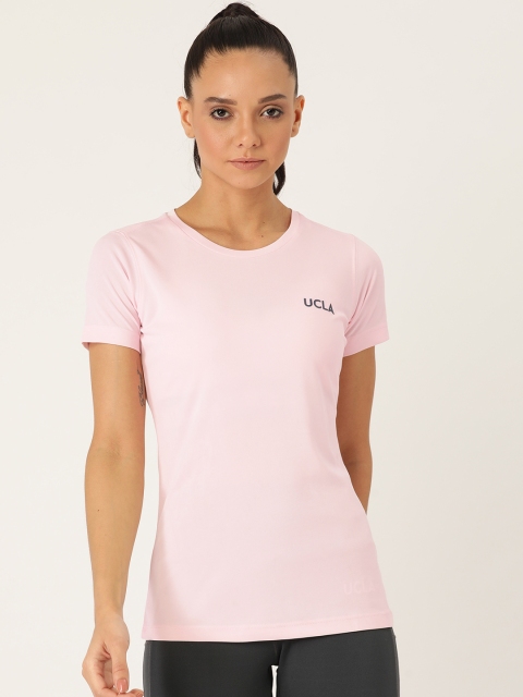 

UCLA Women Pink Solid Round Neck T-shirt