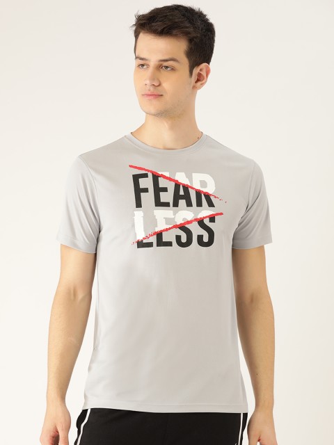 

OFF LIMITS Men Grey Melange Printed Round Neck T-shirt