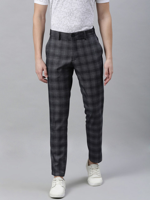 

Louis Philippe Ath.Work Men Charcoal Grey Tapered Fit Checked Regular Trousers