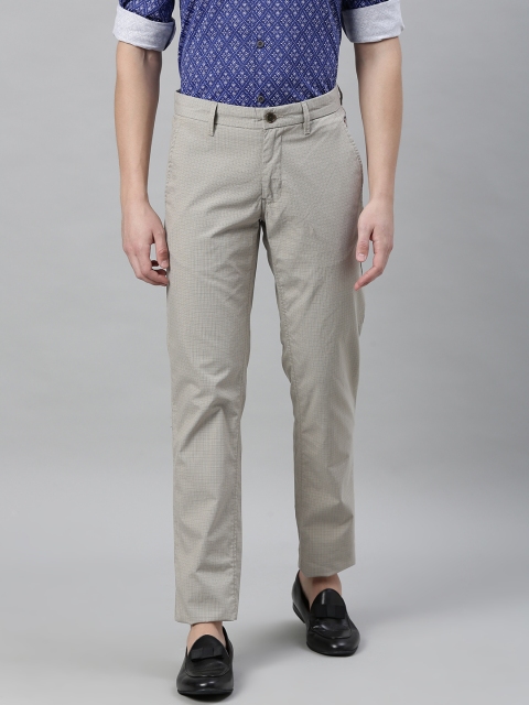 

Louis Philippe Sport Men Beige & Olive Green Slim Fit Checked Regular Trousers
