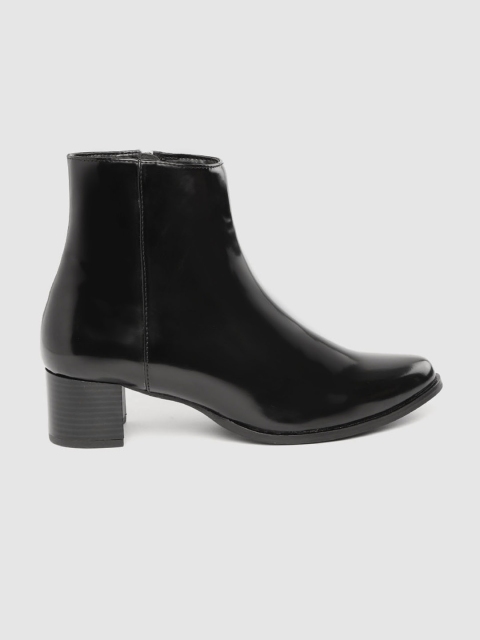 

her by invictus Women Black Solid Mid-Top Heeled Boots