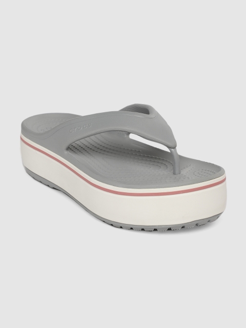 

Crocs Unisex Grey Solid Platform Thong Flip-Flops