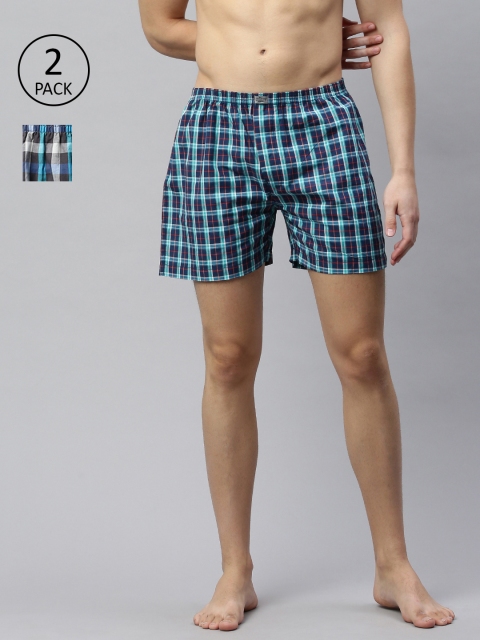 

Roadster Men's Grey and Multi Colour Checked Pure Cotton Boxers