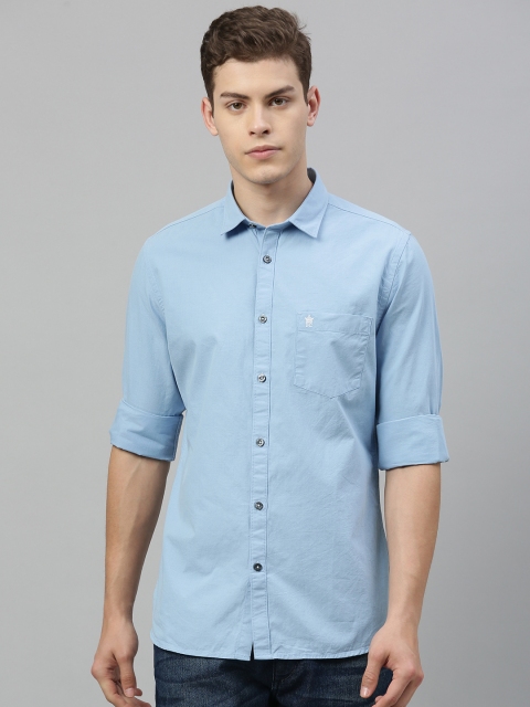 

French Connection Men Blue Slim Fit Solid Casual Shirt