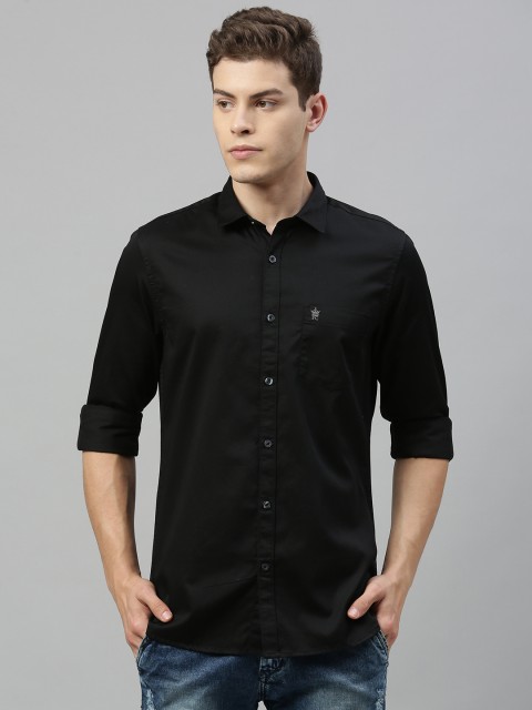 

French Connection Men Black Slim Fit Solid Casual Shirt