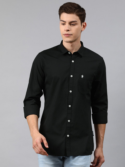 

French Connection Men Black Slim Fit Solid Casual Shirt