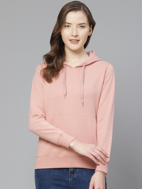 

Fort Collins Women Peach-Coloured Solid Hooded Sweatshirt
