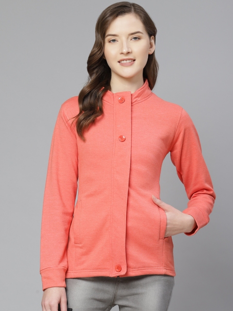 

Fort Collins Women Coral Orange Solid Sweatshirt